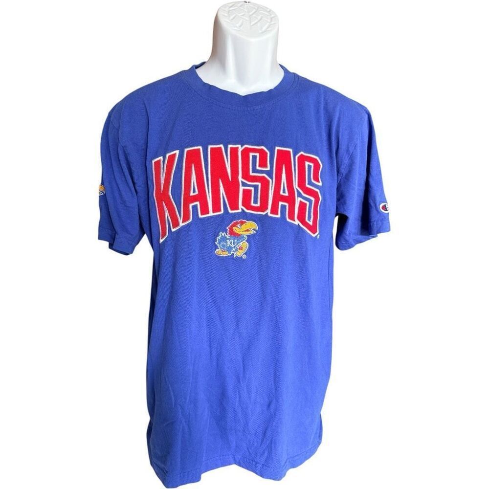 Unisex Champion Kansas City Jayhawks Stitched Letter Team Tee Shirt - Sz L